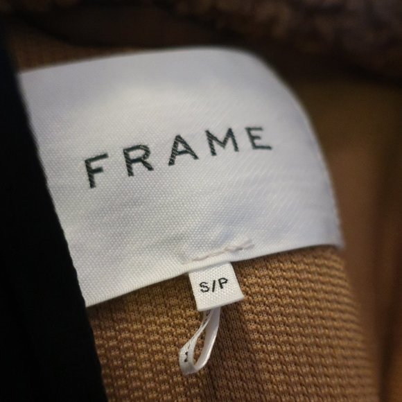 Womens Frame Brown Fleece /Nylon Mix Bomber Jacket S/P * - Picture 7 of 7